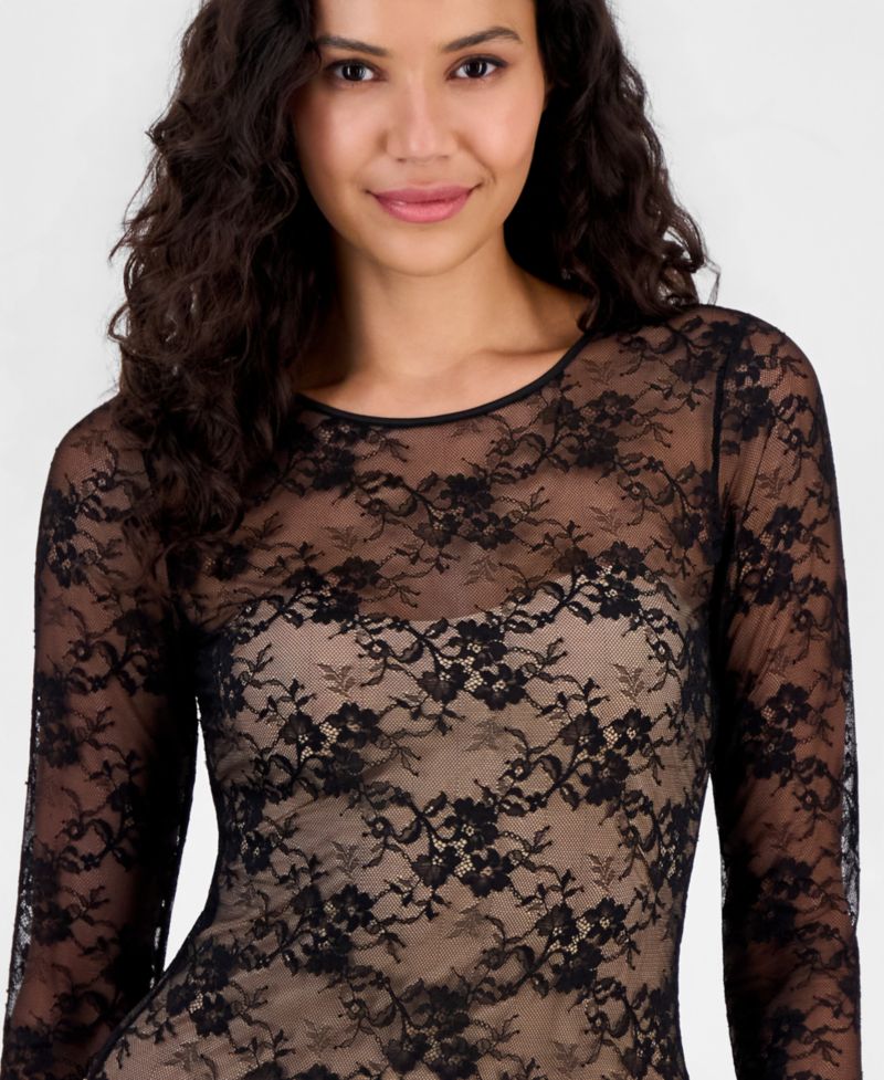 Women's Long-Sleeve All Over Lace Bodysuit