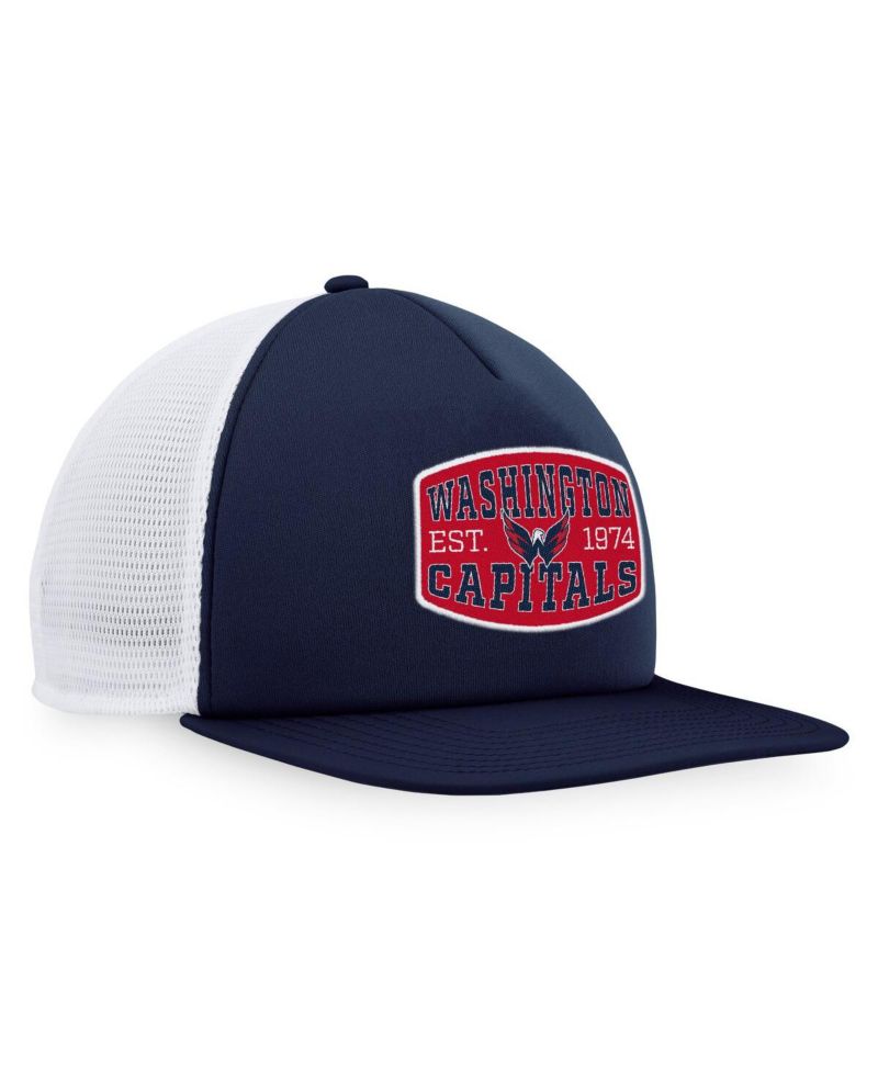 Men's Navy/White Washington Capitals Foam Front Patch Trucker Snapback Hat
