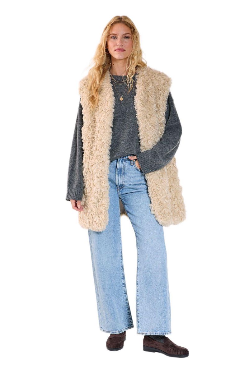 Women's Curly Faux Fur Borg Gilet