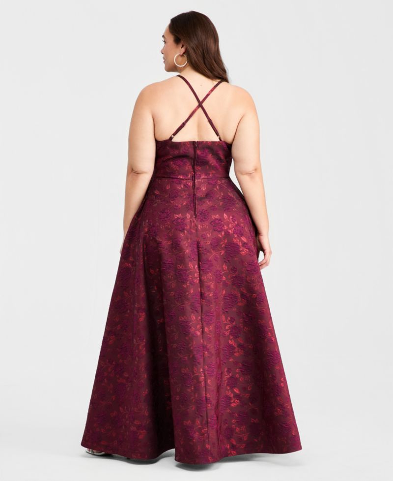 Trendy Plus Size Scoop-Neck Jacquard Gown