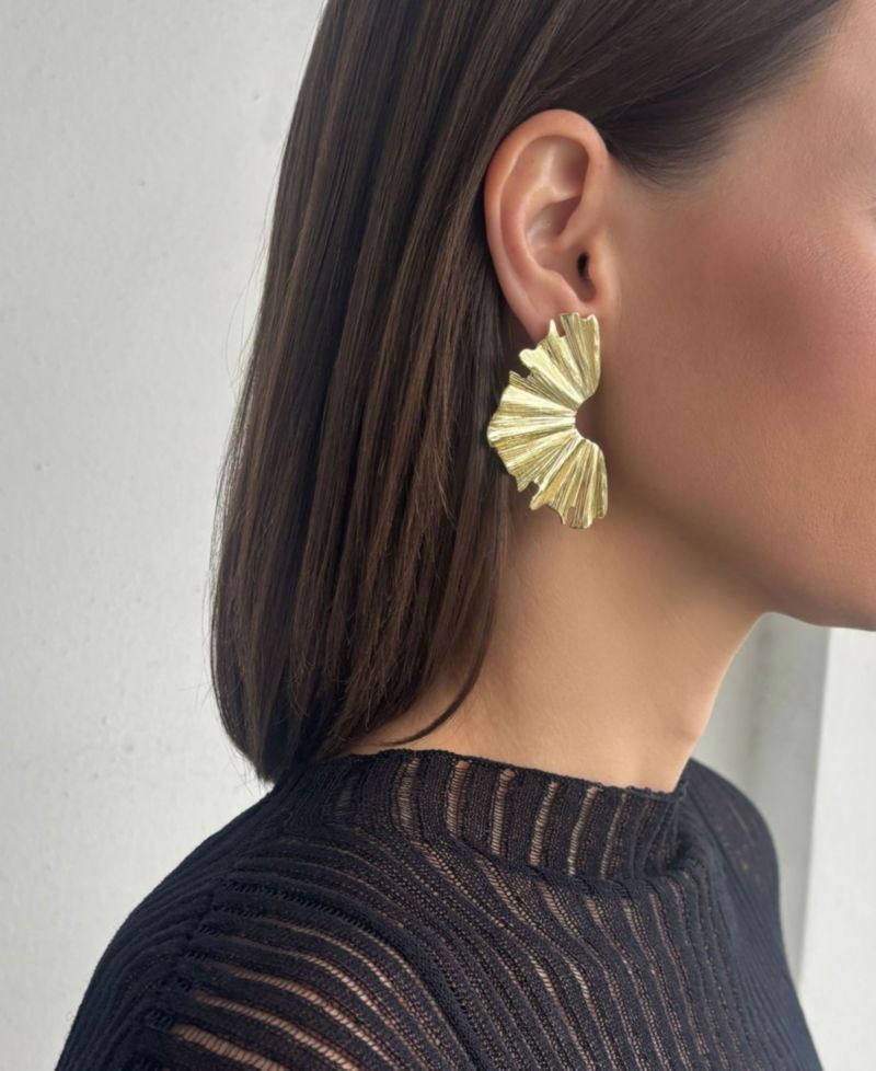 Gold Wave Statement Earrings