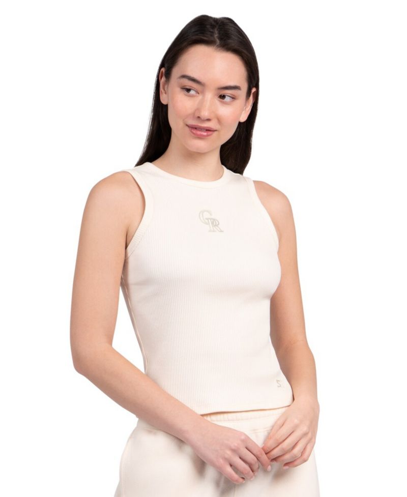 Women's Cream Colorado Rockies Pastels Ribbed Tank Top