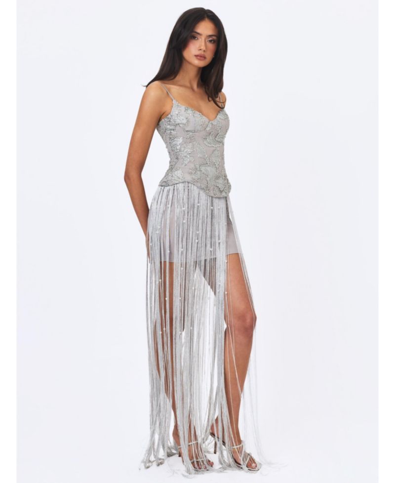 Women's Olisa Beaded Peplum Tassel Maxi Dress