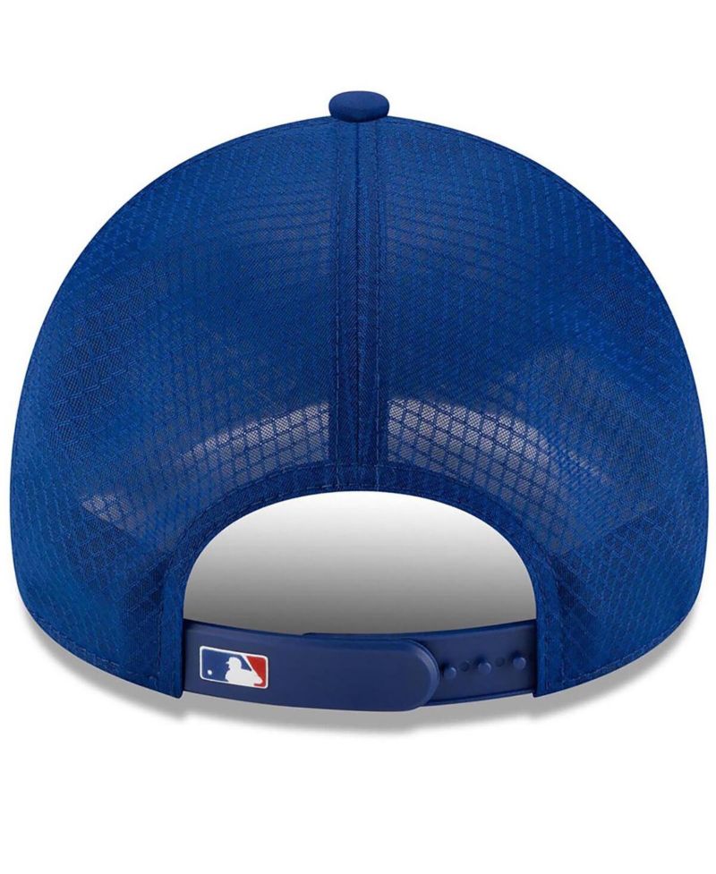 Men's Royal Chicago Cubs 2026 Batting Practice Apex 9FORTY Adjustable Trucker Hat