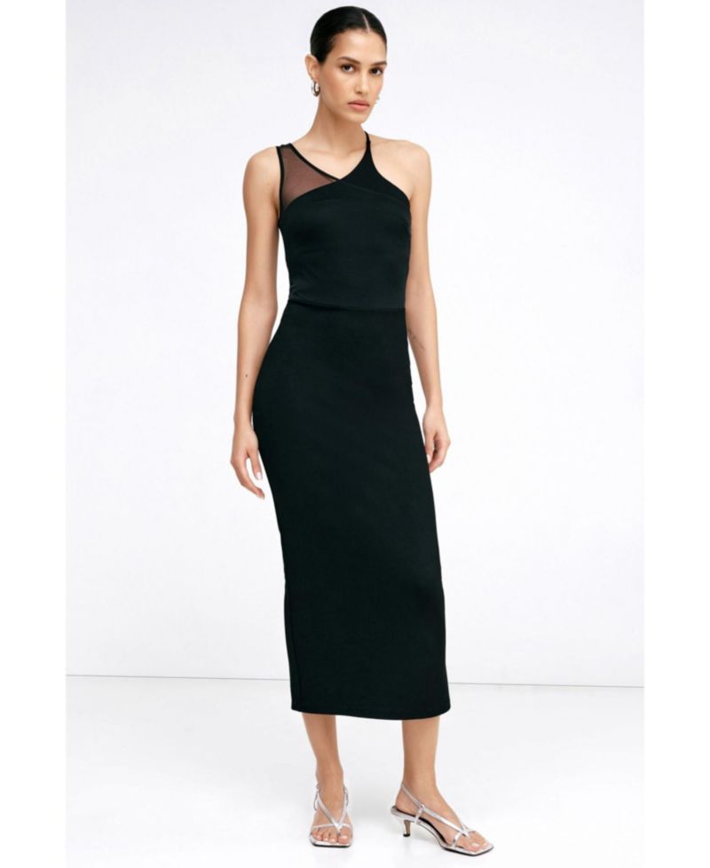Women's Vivica One-Mesh-Strap Sleeveless Fitted Midi Dress with Back Slit