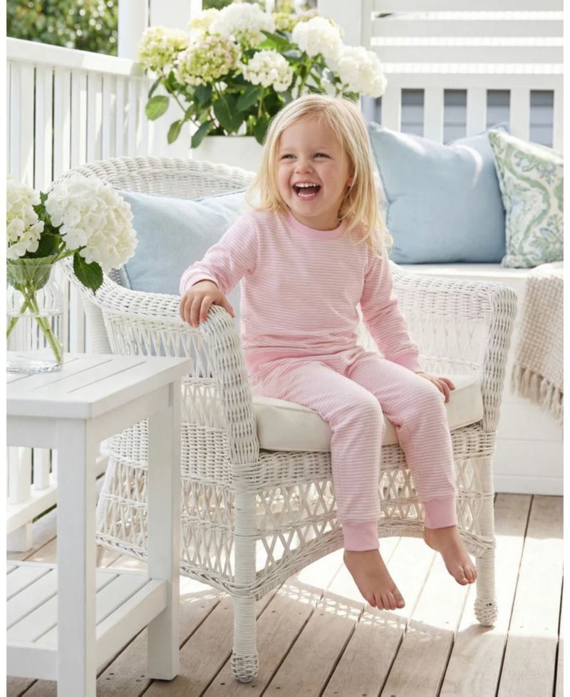 Baby Girls Peony Stripe Lounger Bamboo Sweatsuit