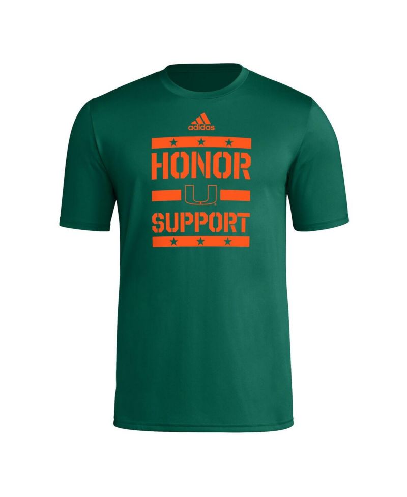 Men's Green Miami Hurricanes Honor Support Pre-Game T-Shirt