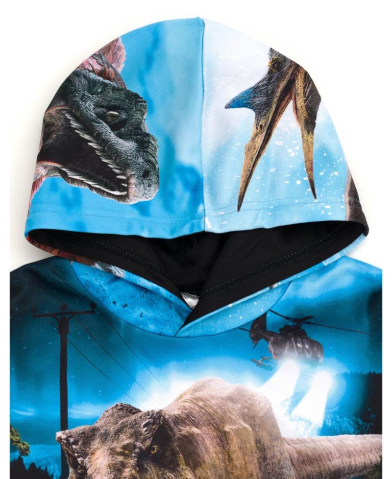 Little Boys Jurassic Park Blue T-Rex Fleece Pullover Hoodie to