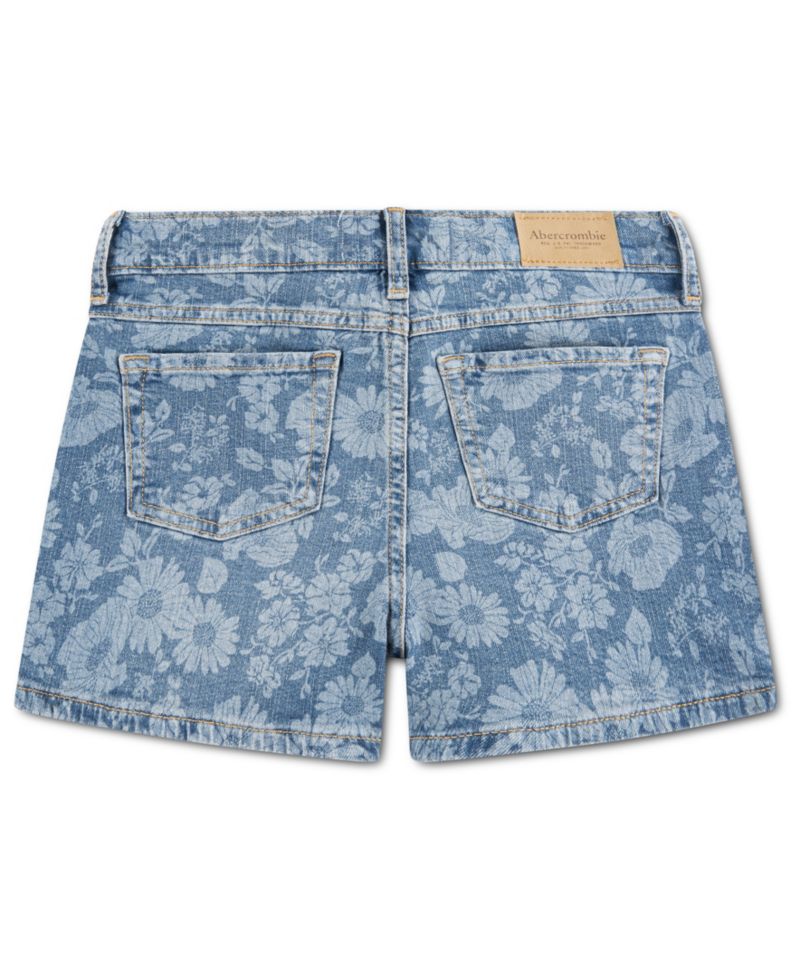 Girls’ High-Rise Relaxed Floral Denim Shorts