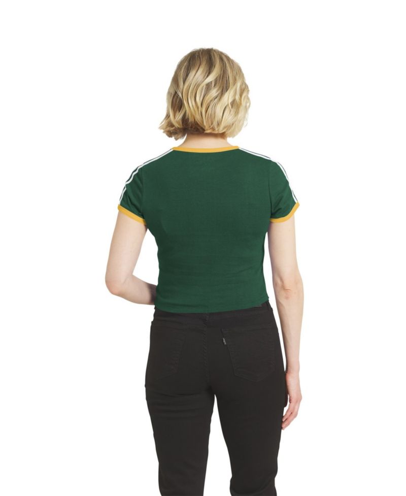 Women's Green Bay Packers Cropped Throwback Cotton-Blend T-Shirt