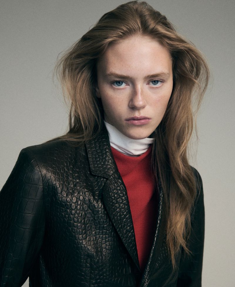 Women's Selection Croco-Effect Leather Long Coat