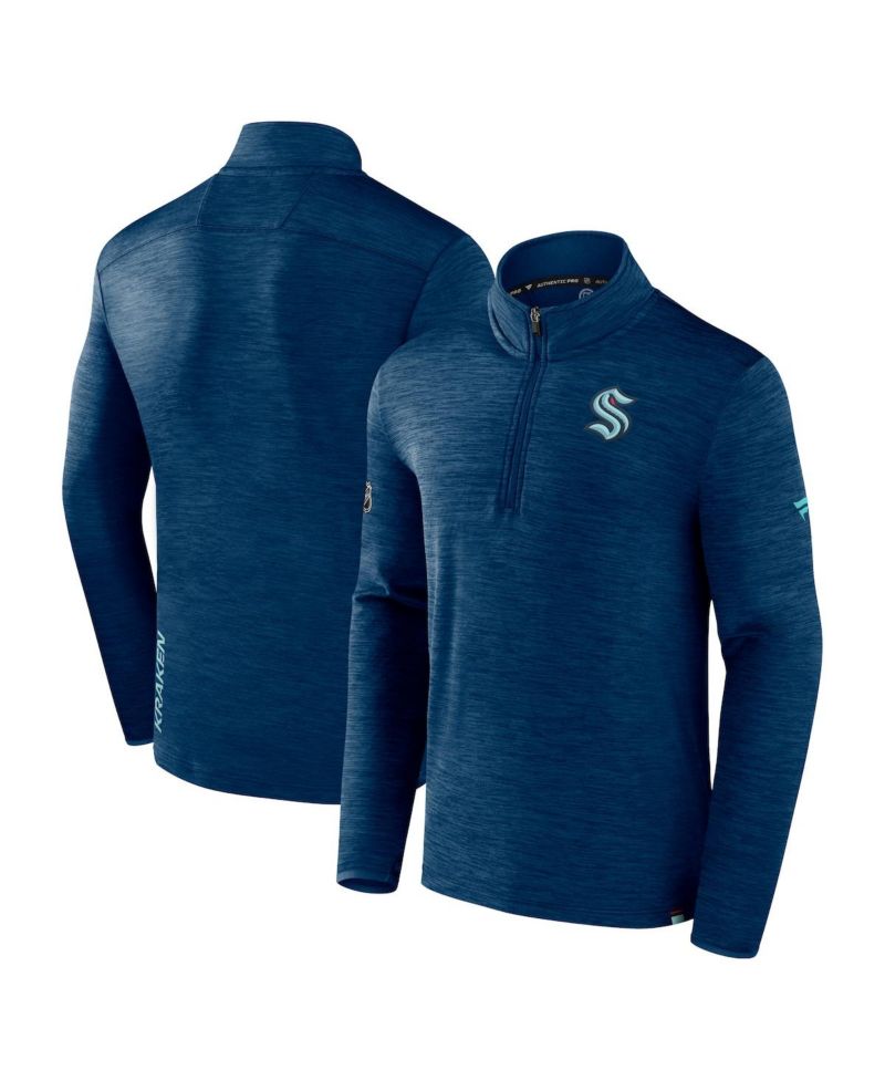 Men's Deep-Sea Seattle Kraken Authentic Pro Quarter-Zip Pullover Top