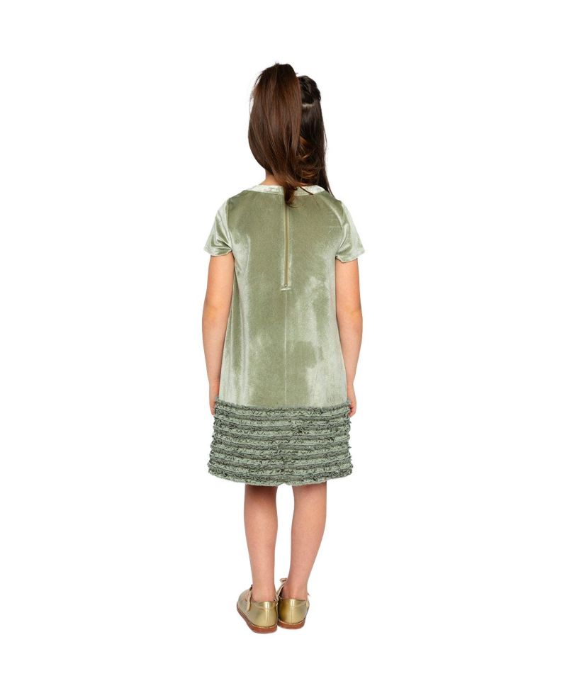 Girls (6-14) Short Sleeve A-Line Dress with Bow
