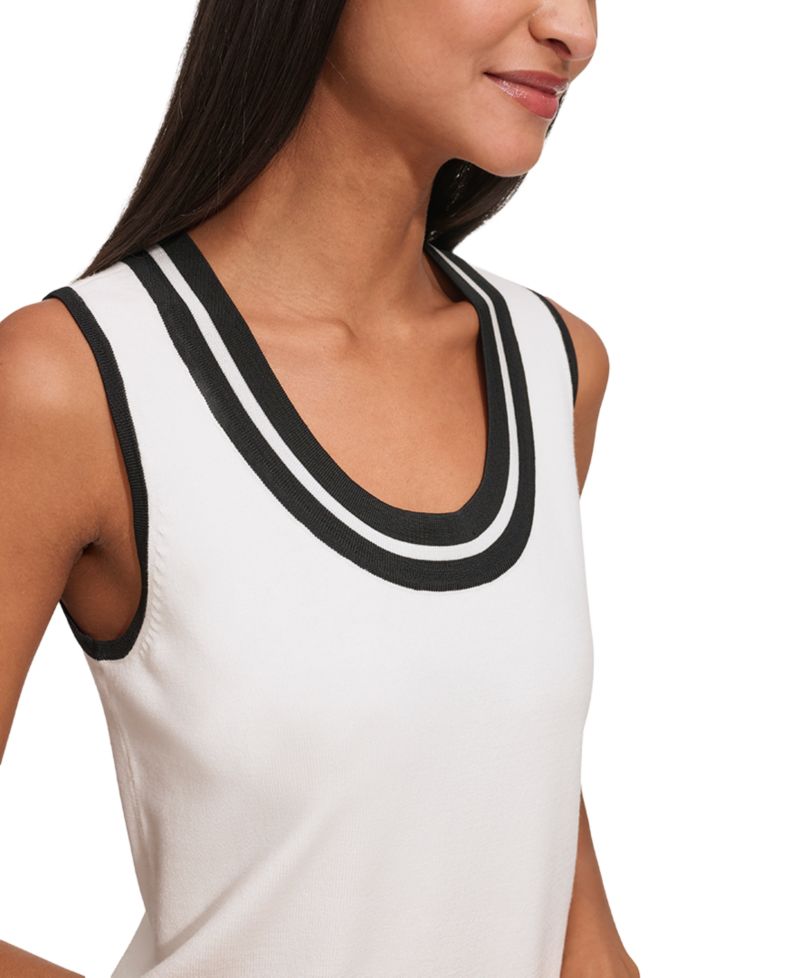 Women's Scoop-Neck Sleeveless Knit Top with Contrast Trim