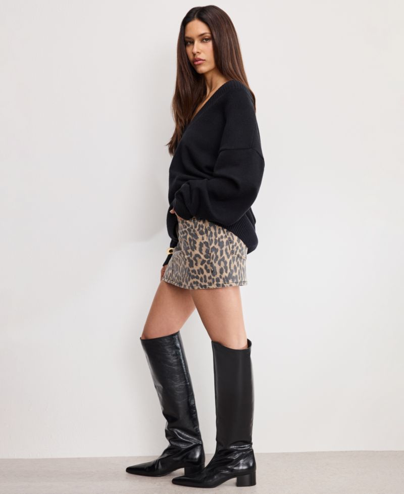 Women's Leopard Pattern Mini Skirt, Regular & Plus Size
