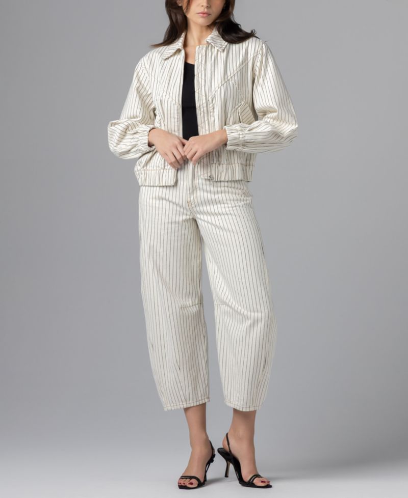Women's Rail Road Stripe Collared Bomber Jacket