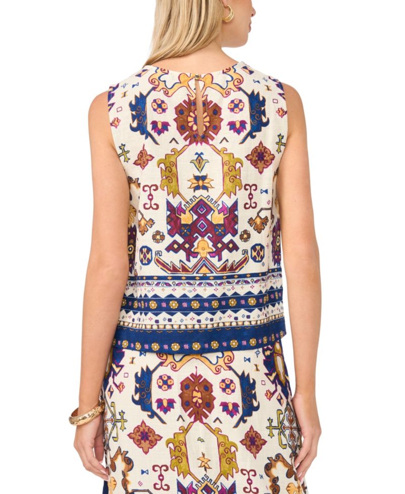 Women's Crewneck Sleeveless Bust Dart Blouse