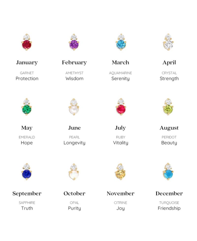 14k Gold Plated Deux Birthstone Necklace Personalized Trendy Gift Idea