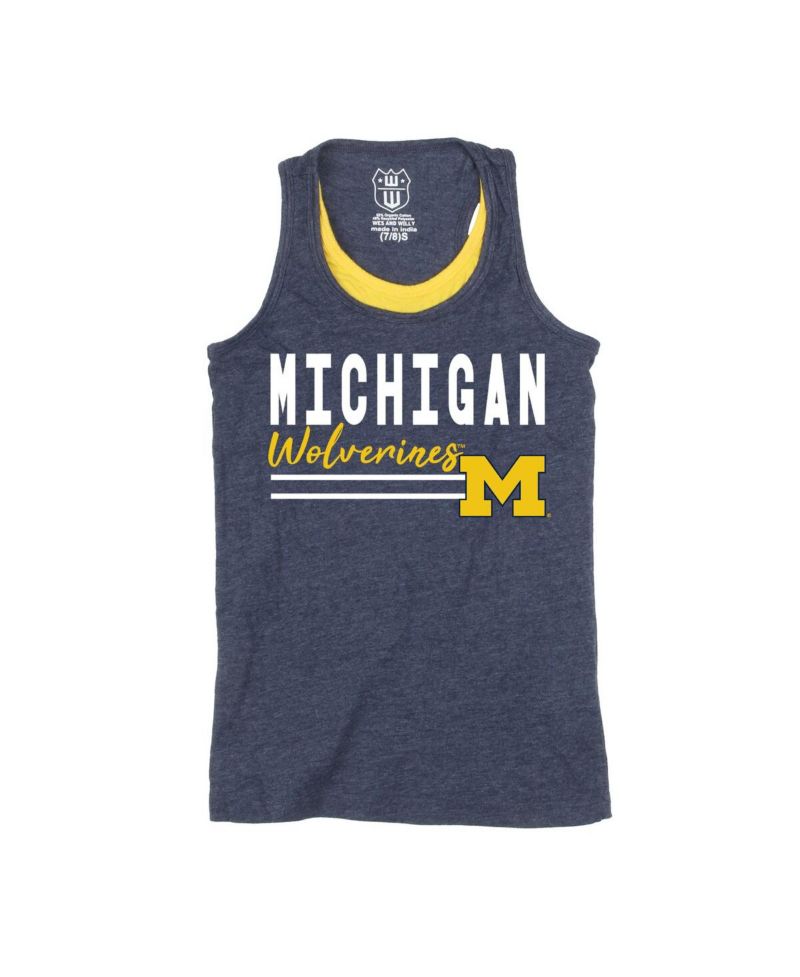 Girls Preschool Navy Michigan Wolverines Racerback Tank Top
