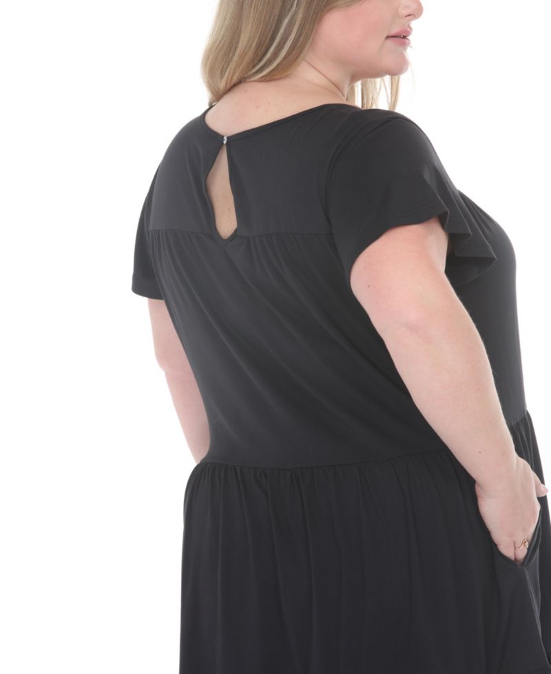 Plus Size Flutter-Sleeve Ruffle Tiered Dress