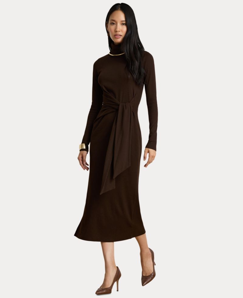 Women's Tie-Front Turtle Neck Dress