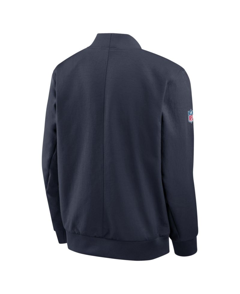 Men's Navy Chicago Bears Sideline Powerful Blocking Full-Zip Dri-FIT Bomber Jacket