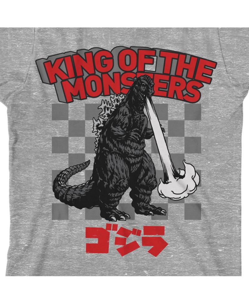King Of The Monsters Crew Neck Short Sleeve Athletic Heather Boy's T-shirt-Large
