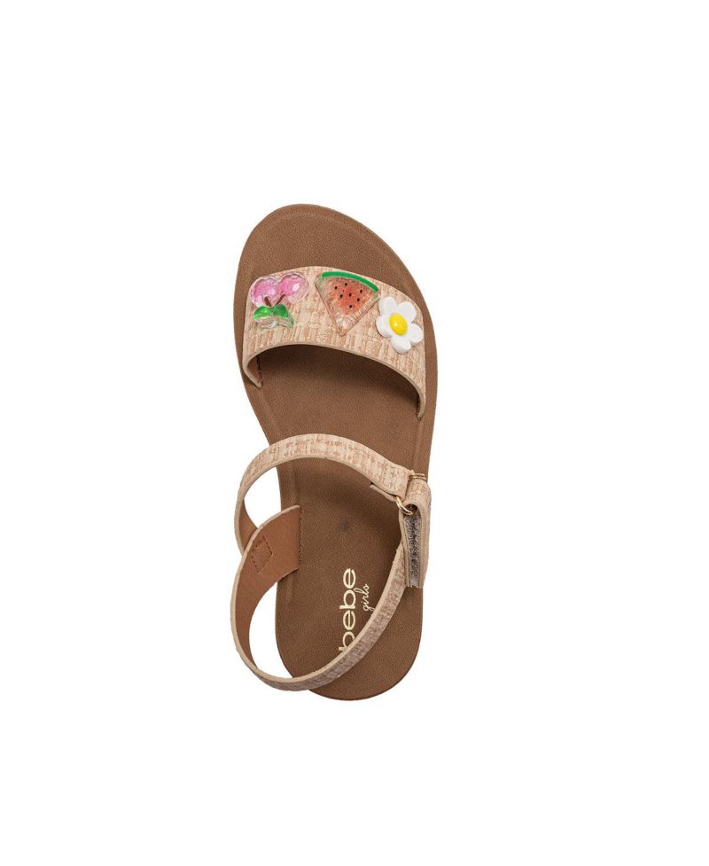 Little Girls Fashion Sandals - Comfy Dressy Shoes with Fruit and Flower Charms