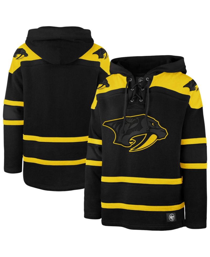 Men's '47 Black Nashville Predators Fall Color Pop Lacer Hoodie