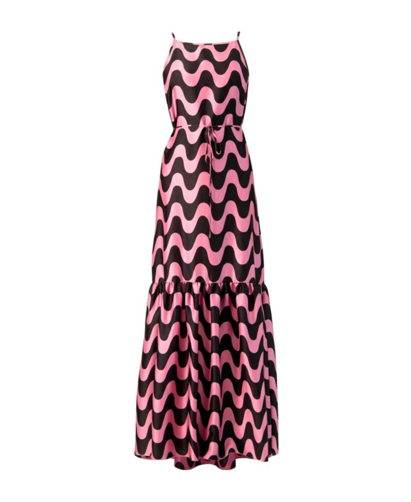 Women's Sleeveless Wave Print Maxi Dress