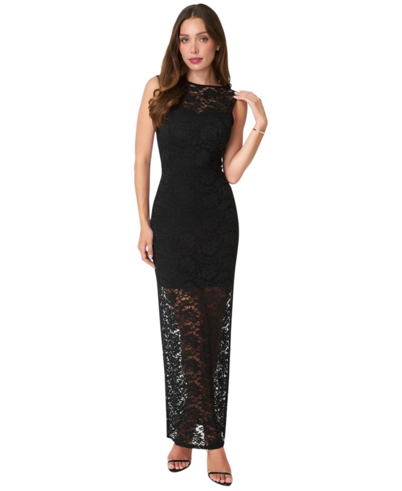 Women's Lace Racer Sleeveless Maxi Dress