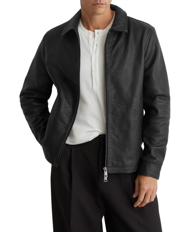 Men's Ortega Regular-Fit Zip-Through Leather Jacket