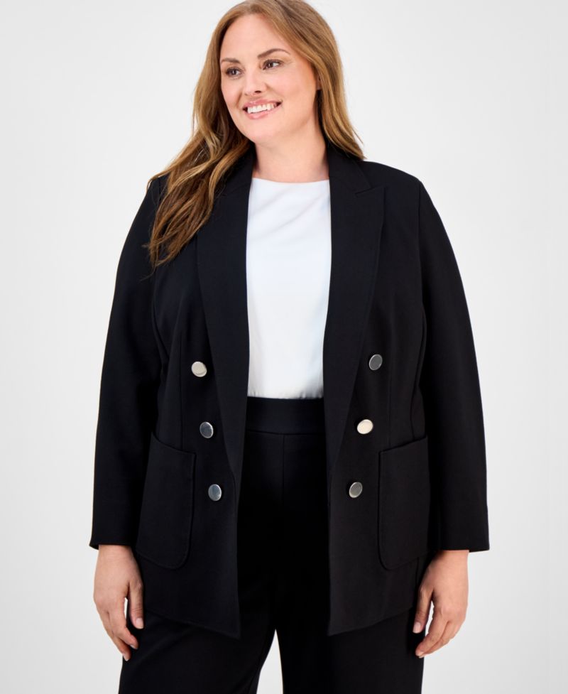 Plus Size Faux Double-Breasted Blazer