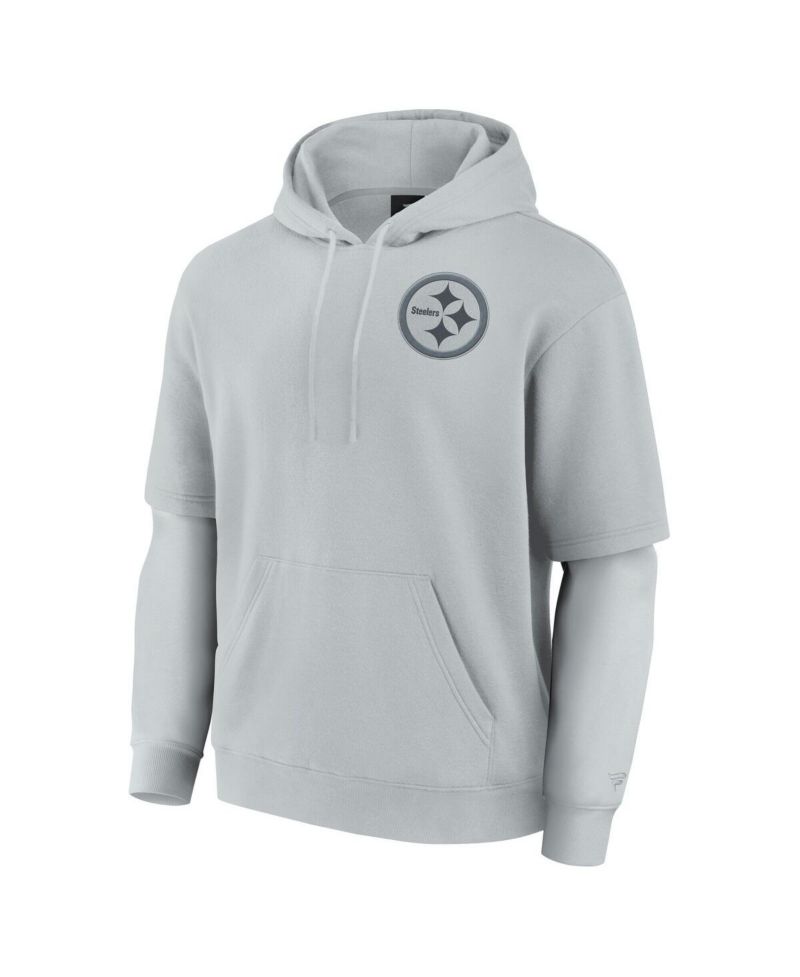 Men's and Women's Gray Pittsburgh Steelers Sleek Elements Pullover Hoodie