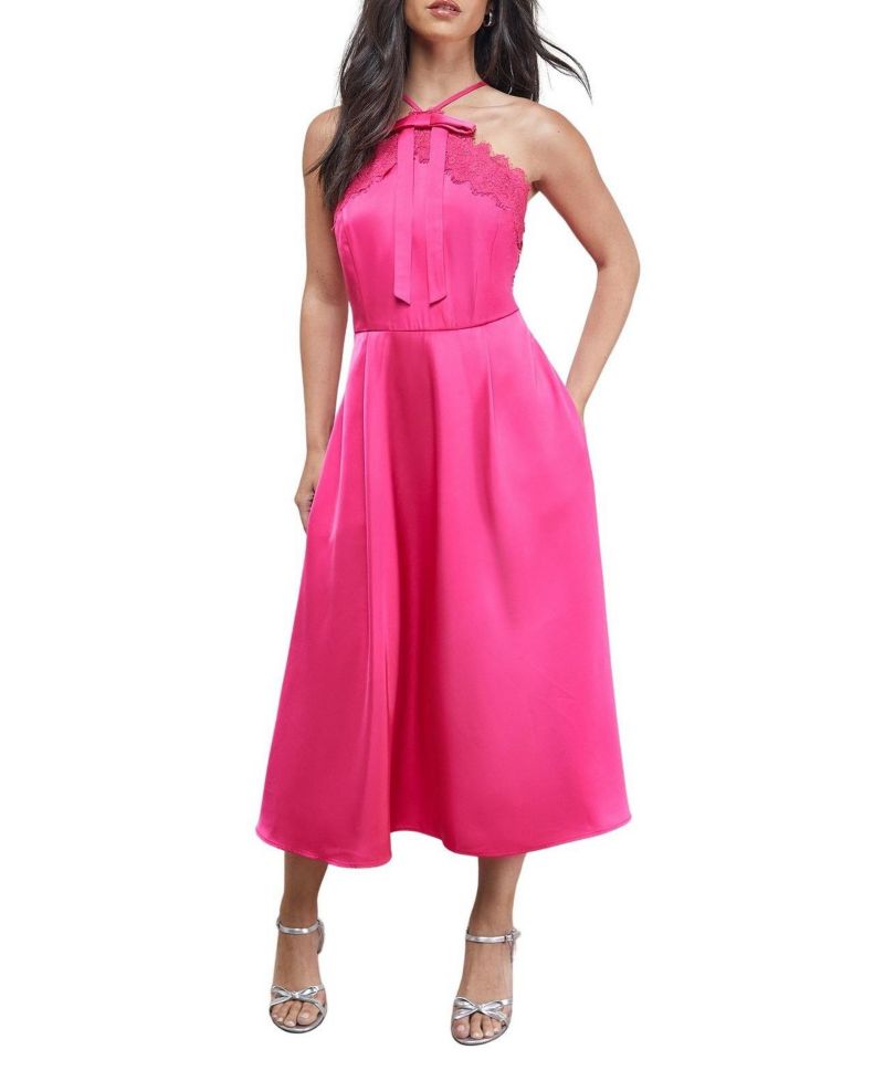 Women's Lace Detail Midi Prom Dress