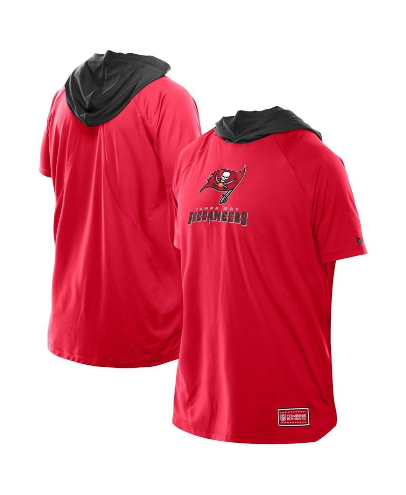 Men's Red Tampa Bay Buccaneers Combine Authentic Hooded Raglan Short-Sleeve T-Shirt