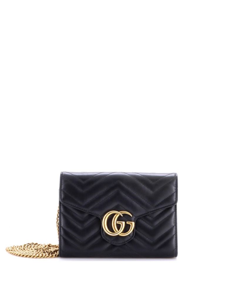 Mini GG Marmont Chain Wallet Matelasse Leather