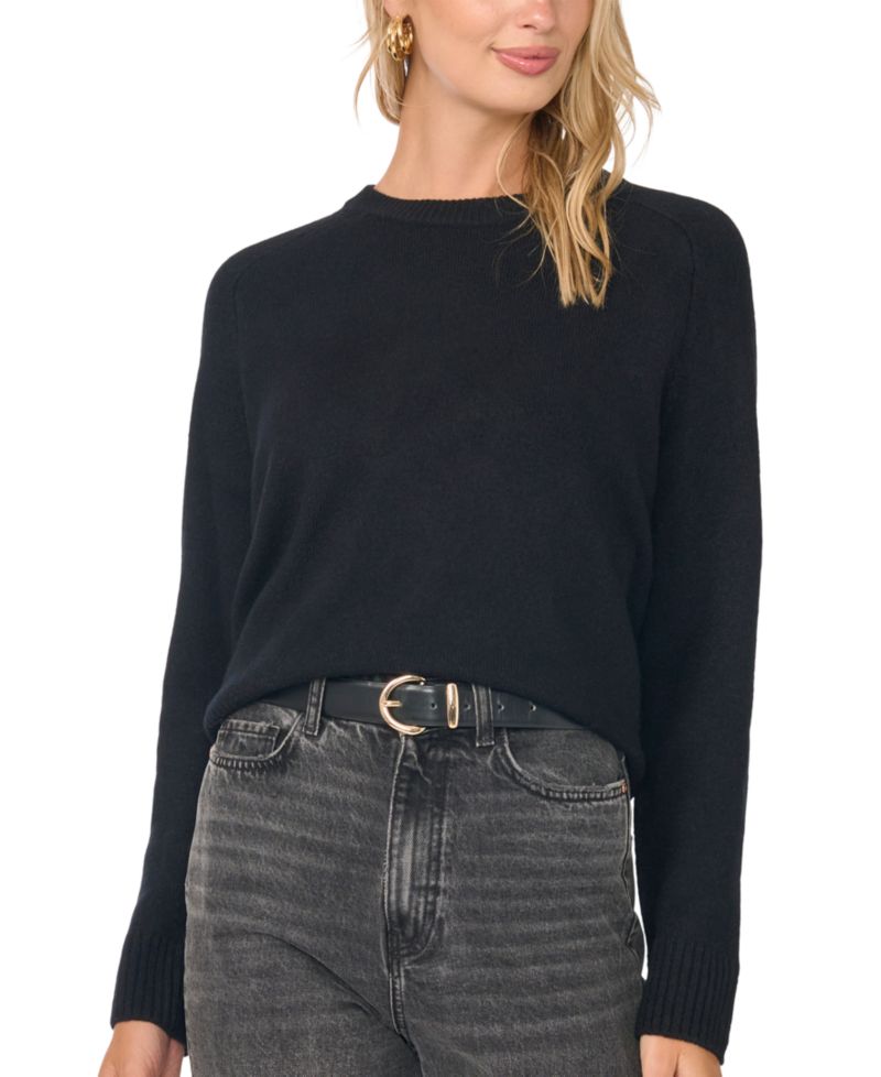Women's Saddle Shoulder Crewneck Loose Long-Sleeve Sweater