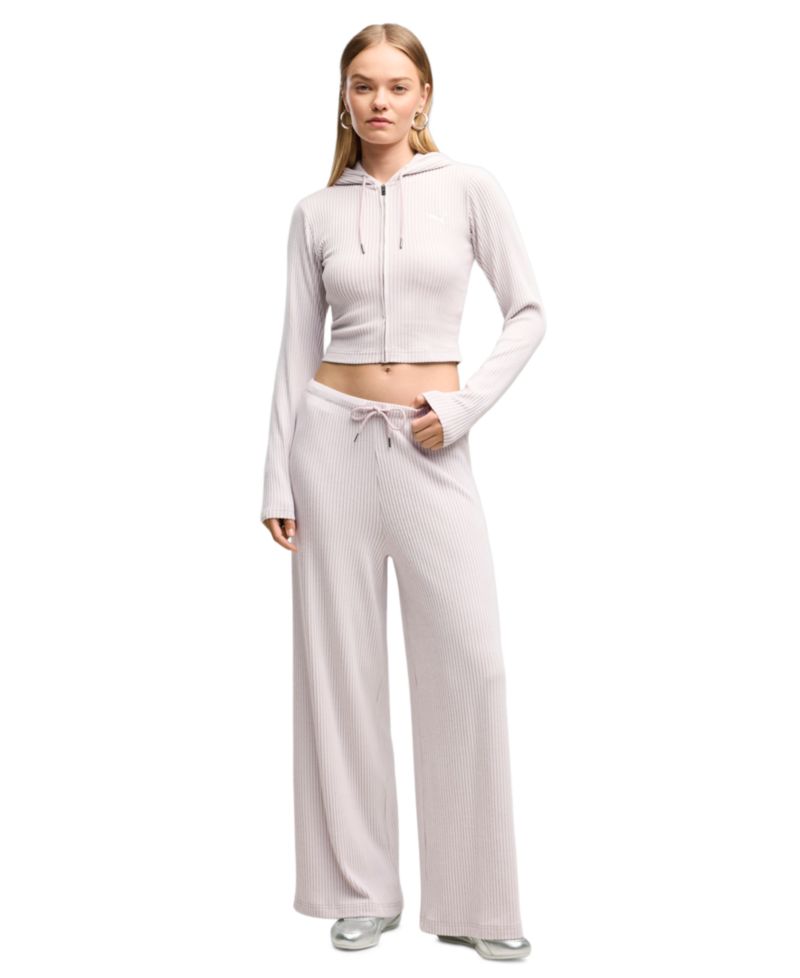 Women's ESS Full-Zip Cropped Ribbed Hoodie