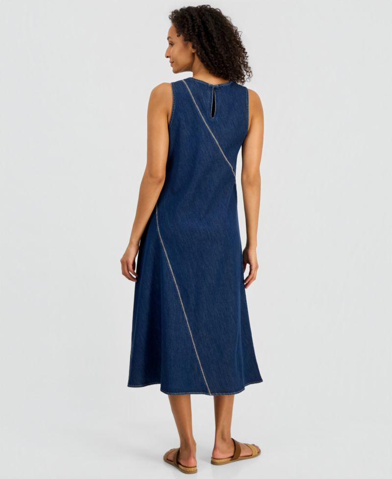 Women's Asymmetrical Denim Midi Dress