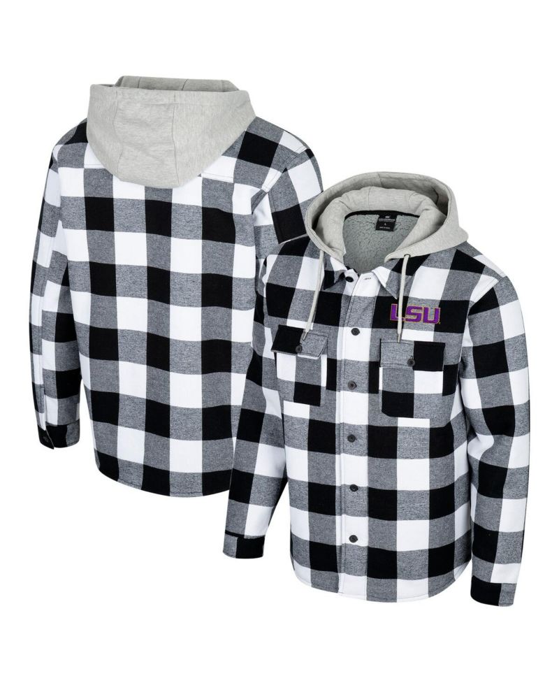Men's Black/White LSU Tigers Buffalo Plaid Full-Zip Jacket