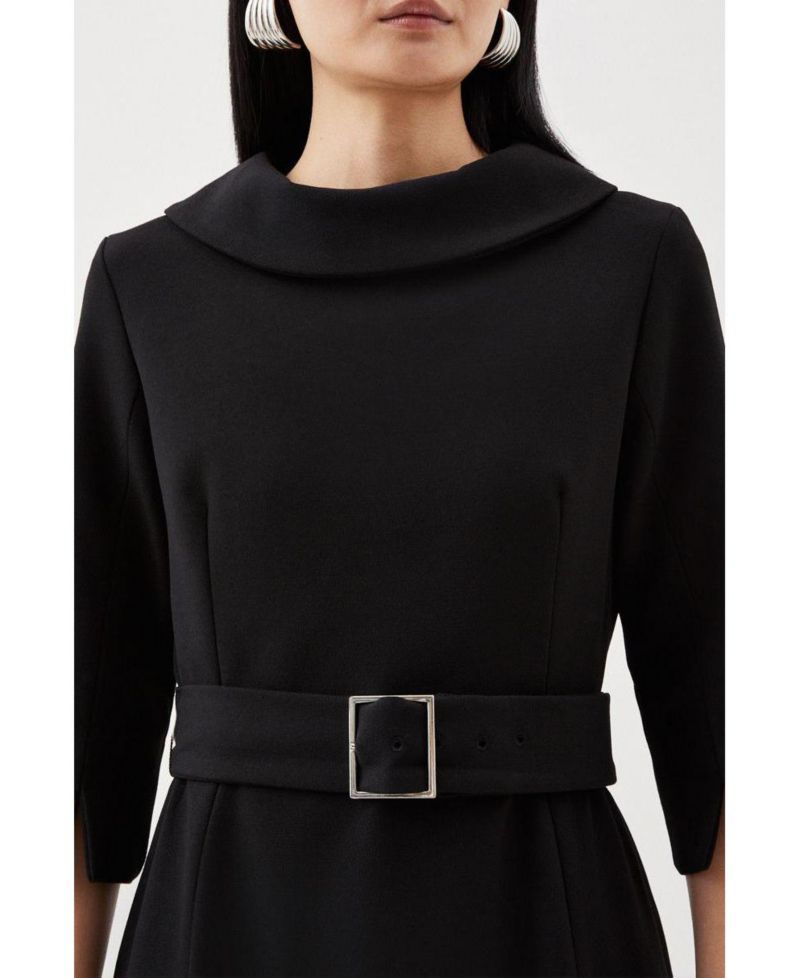 Women's Roll Neck Pencil Midi Dress