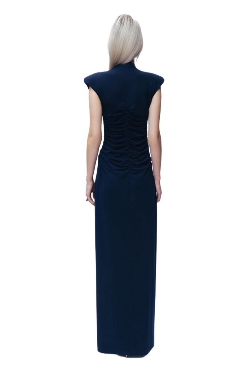 Women's Zip-Front Draped Maxi Dress