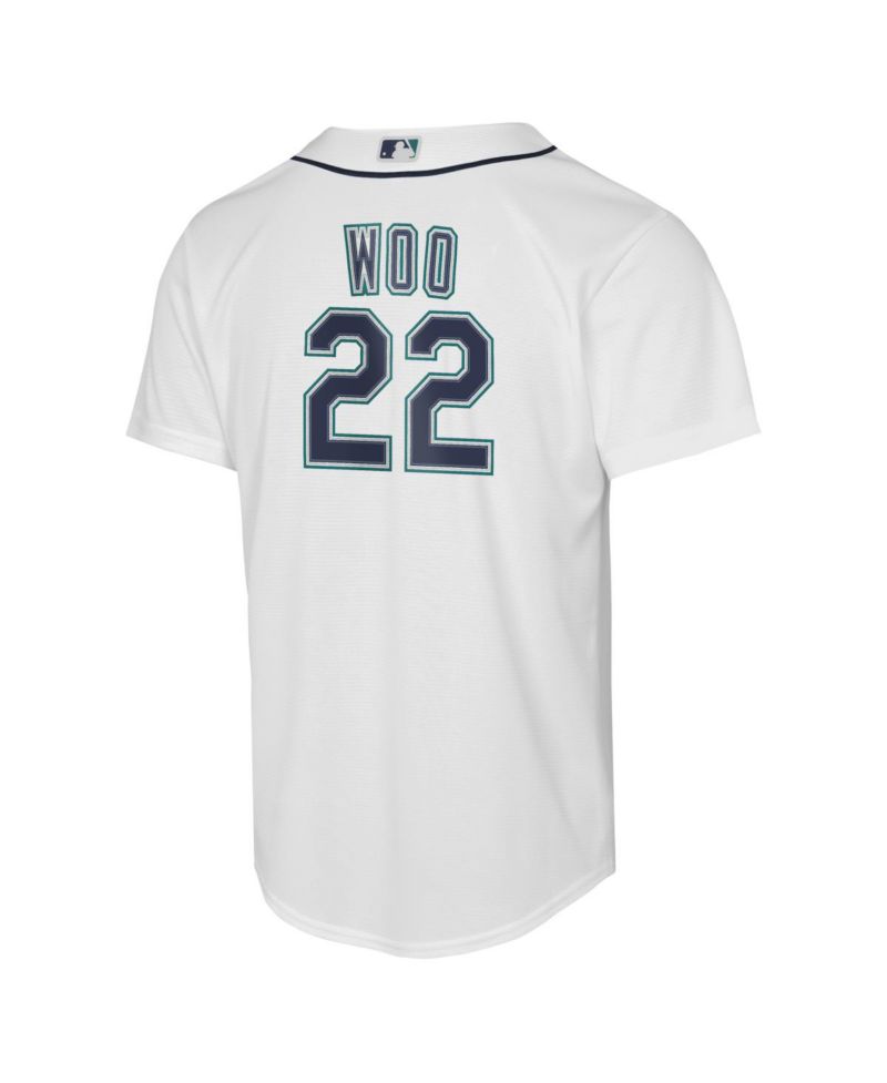 Big Boys and Girls Bryan Woo White Seattle Mariners Baseline Jersey
