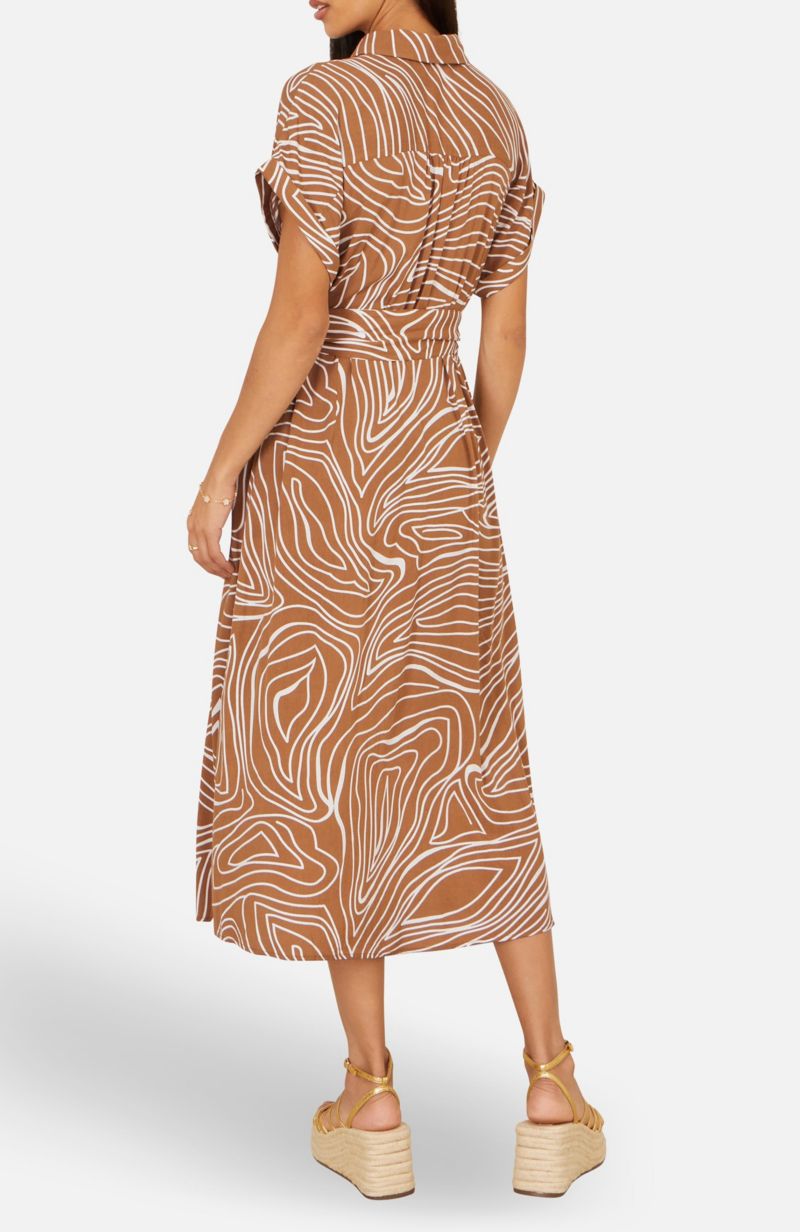 Women's Abstract Swirl Print Relaxed Midi Dress
