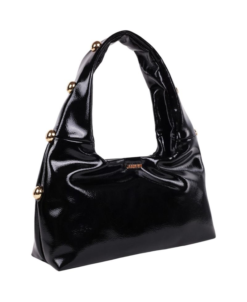 Studded Shoulder Bag in Crackled Finish