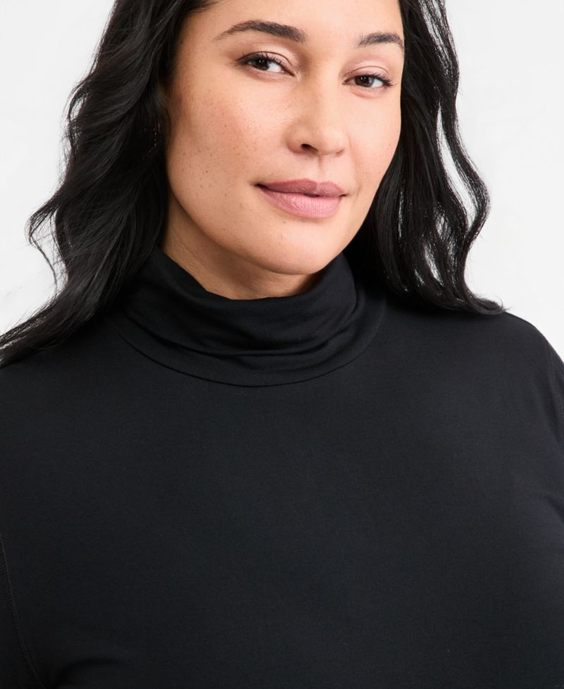 Plus Size Modal-Blend Mockneck Long-Sleeve Top