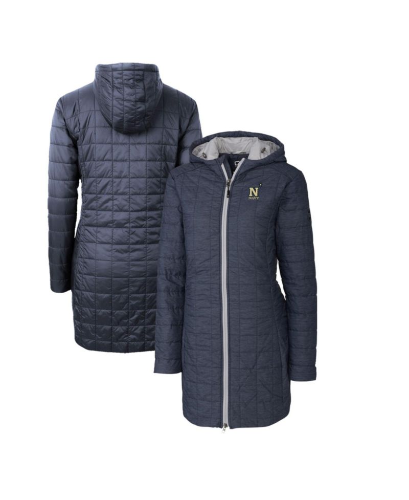 Women's Heather Navy Midshipmen Rainier PrimaLoft Eco Hooded Long Coat
