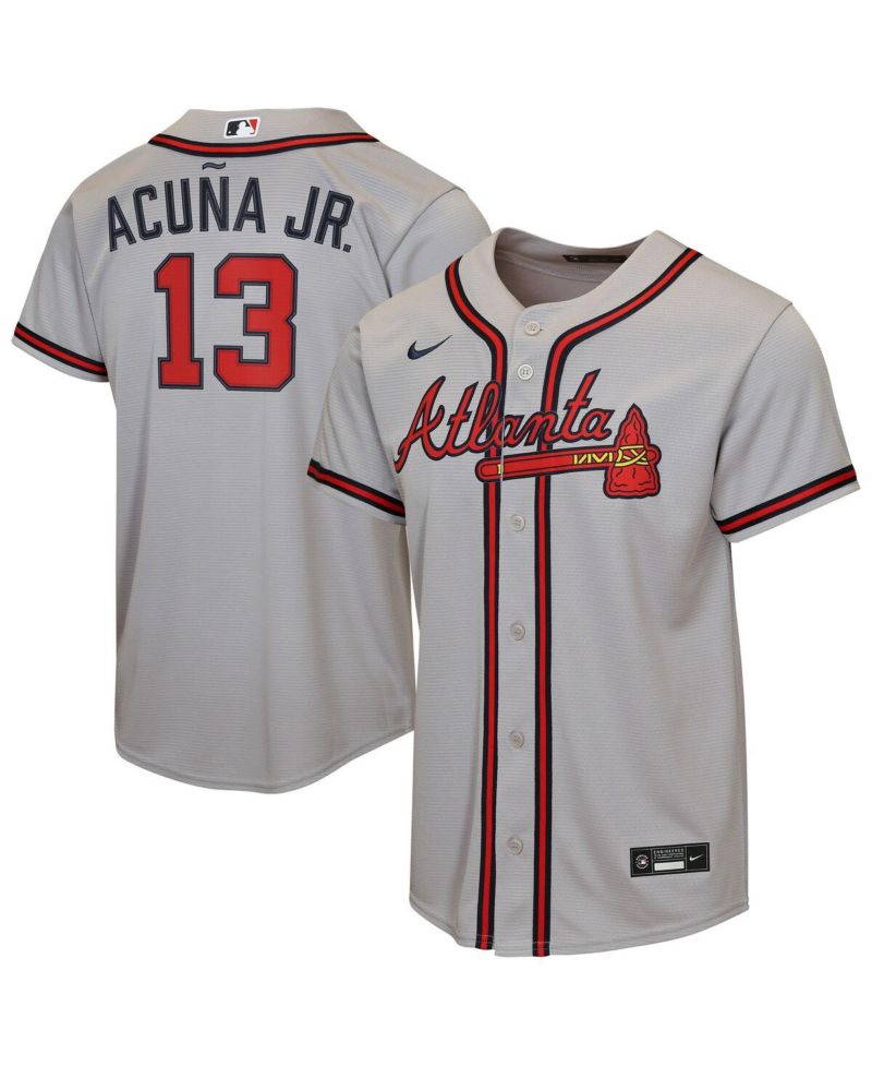 Big Boys and Girls Ronald Acu&ntilde;a Jr. Gray Atlanta Braves Road Replica Jersey