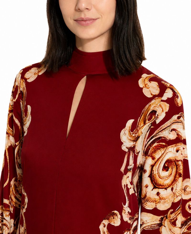 Women's Analeia Mock-Neck A-Line Long-Sleeve Silk-Blend Maxi Dress